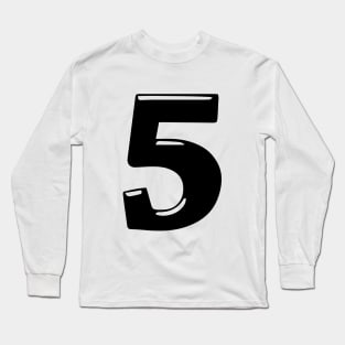 The number 5 in black 3d style font Long Sleeve T-Shirt